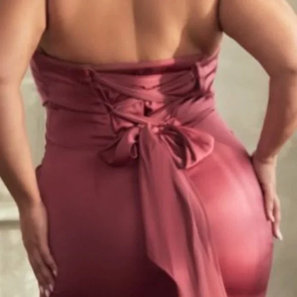 NEW LONG FORMAL STRAPLESS SHEATH SATIN PLUS SIZE DRESS WTIH LACE UP BACK CD326C